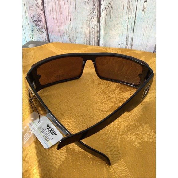 NWT X EYEWEAR 100% UV Protection Black Frames Smokey Brown Lenses NEW Unisex☀️🌞 - Picture 2 of 8